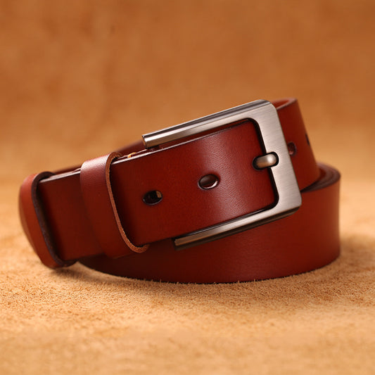 Men's Business Casual First Layer Cowhide Pin Buckle Belt