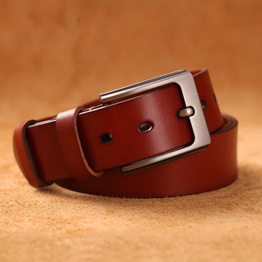 Men's Business Casual First Layer Cowhide Pin Buckle Belt