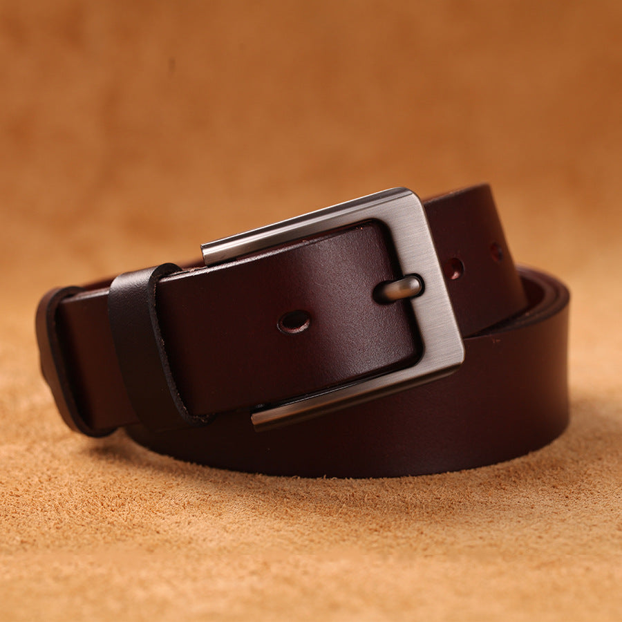 Men's Business Casual First Layer Cowhide Pin Buckle Belt