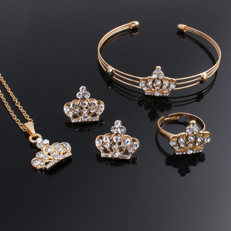 Crown Necklace Exquisite High End Suit Necklace Four Piece Set