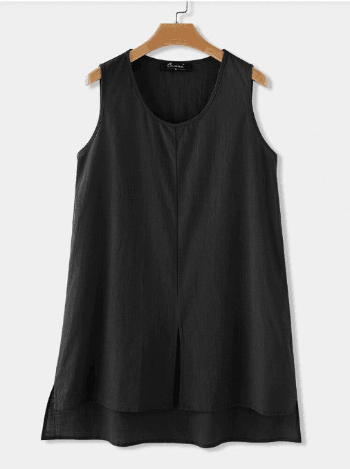 Pure Color Cotton And Linen Sleeveless Vest Casual