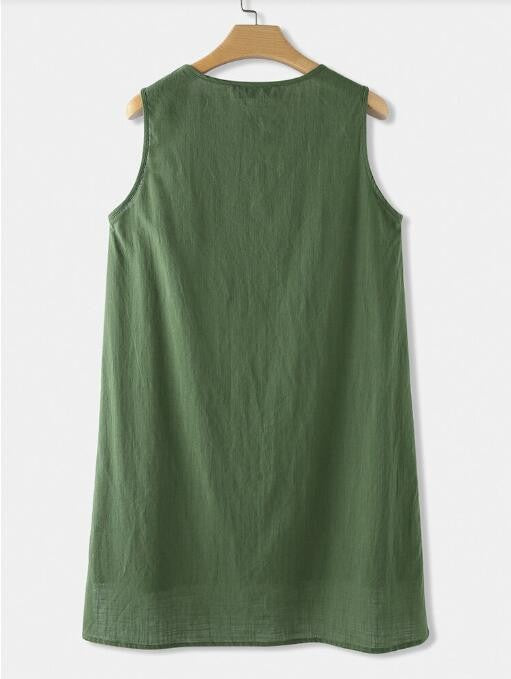 Pure Color Cotton And Linen Sleeveless Vest Casual