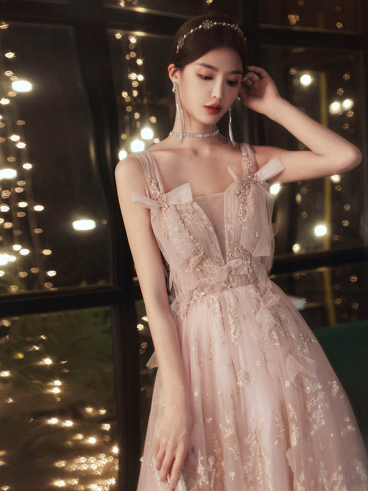 Elegant Heavy Industry High Quality Light Luxury Sling Evening Dress