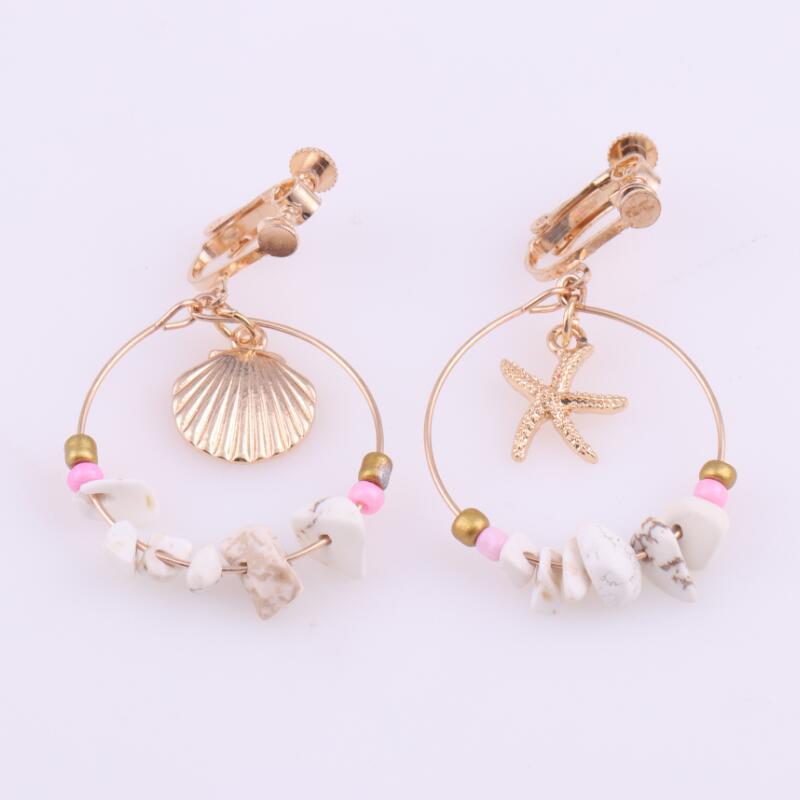 Marine shell wild metal temperament five-pointed star earrings