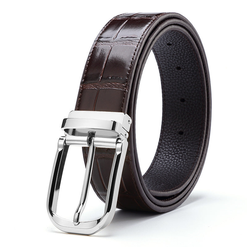 Business New Style Korean Belt Cowhide Men's Belt With Pin Buckle