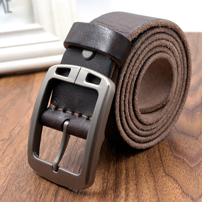 Handmade Retro Leather Pin Buckle Men's Soft Leather Pants Belt