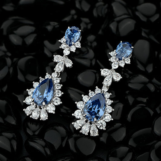 Retro Royal Blue Drop Earrings