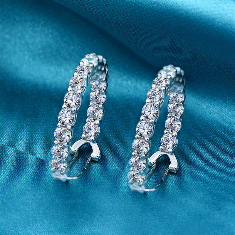 Inlaid High Carbon Diamond Street Shot Flashing Female Jewelry Earrings