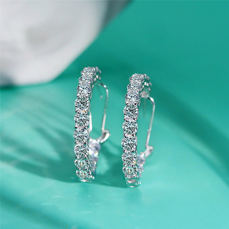 Inlaid High Carbon Diamond Street Shot Flashing Female Jewelry Earrings