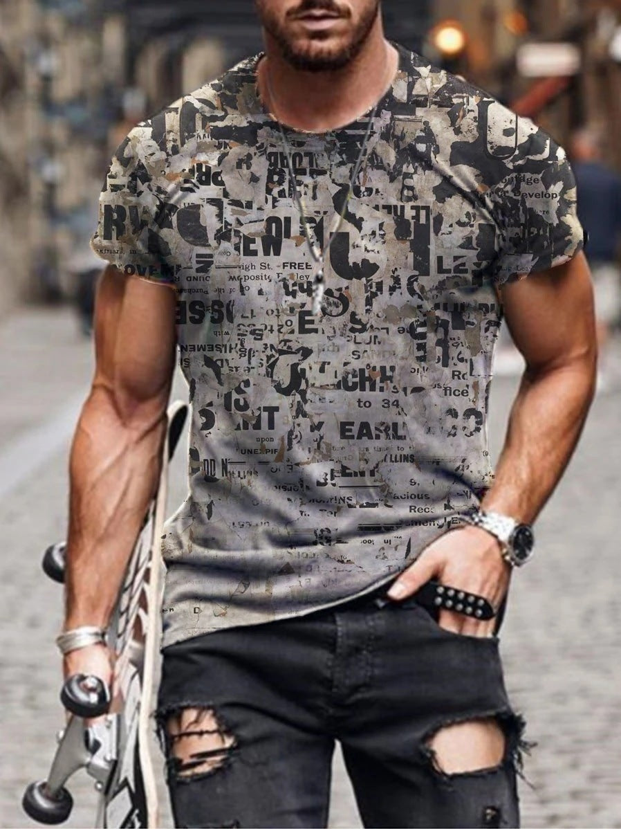 European And American Printed Short-Sleeved T-Shirt