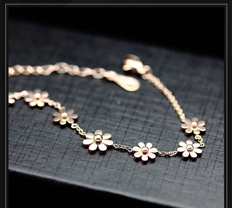 Fashion Small Fresh Daisy Flower Anklet Simple Temperament All-match Titanium Steel Anklet Women