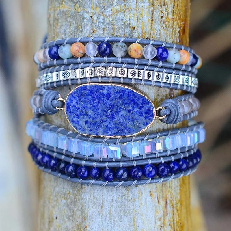 European And American Popular Accessories Natural Lapis Lazuli Stone Braided Bracelet