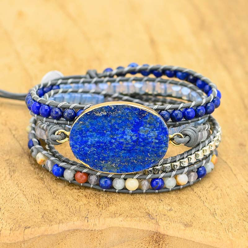 European And American Popular Accessories Natural Lapis Lazuli Stone Braided Bracelet