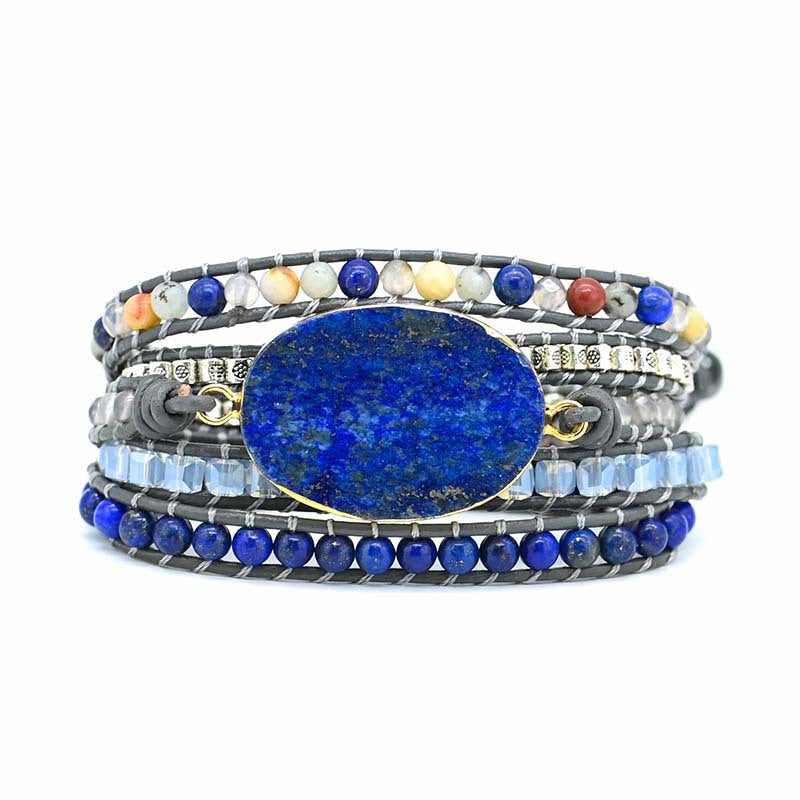 European And American Popular Accessories Natural Lapis Lazuli Stone Braided Bracelet