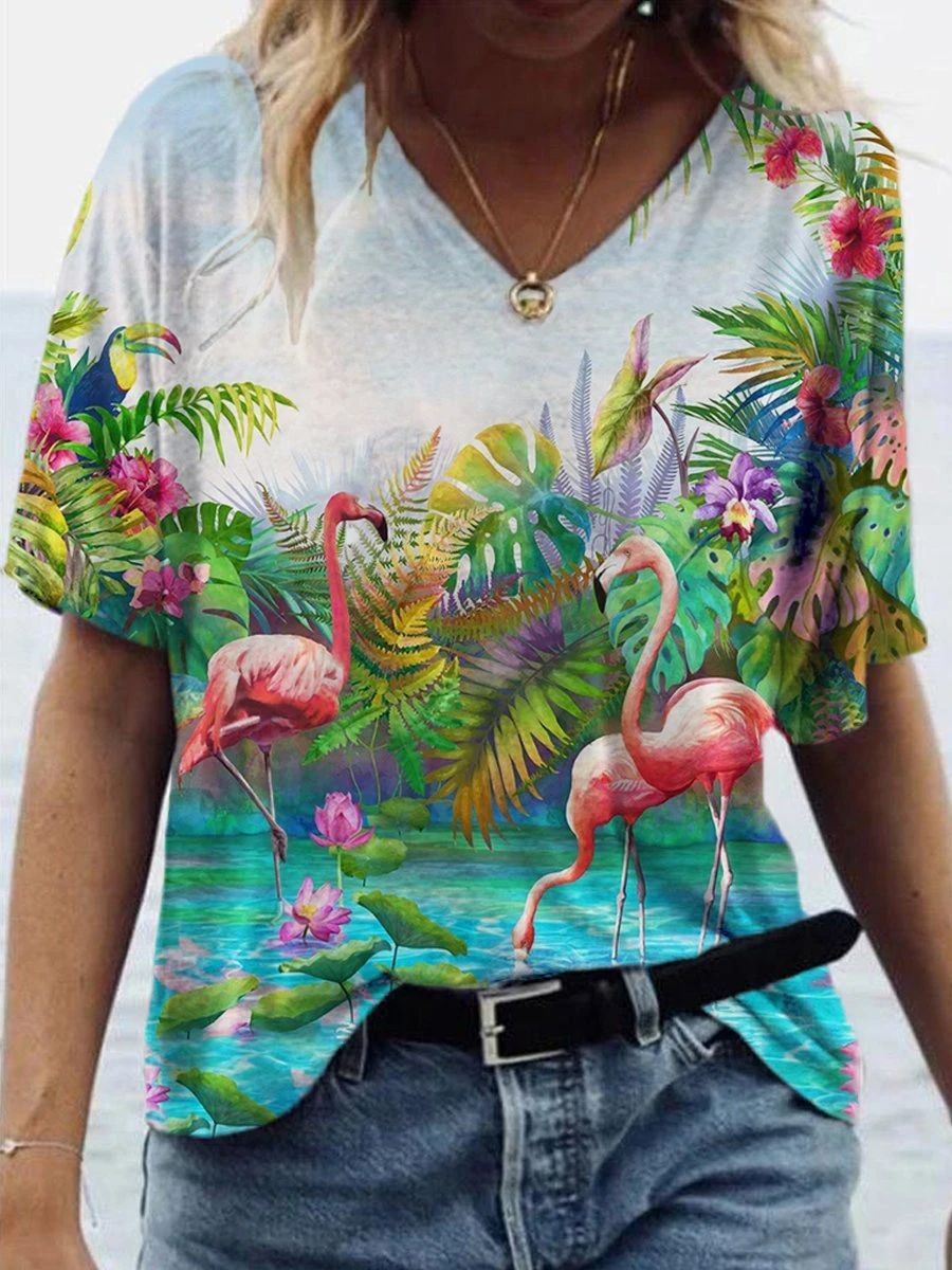 Animal Painting Print Short-sleeved T-shirt