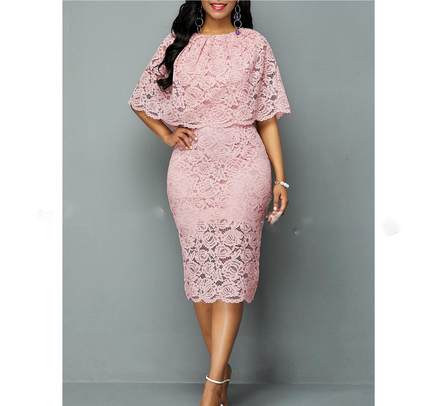 MD African Lace Dresses For Women Fashion New Africa Sexy Wedding Outfit 4XL 5XL Plus Size Maxi Dress Dashiki Ankara Pink Robe