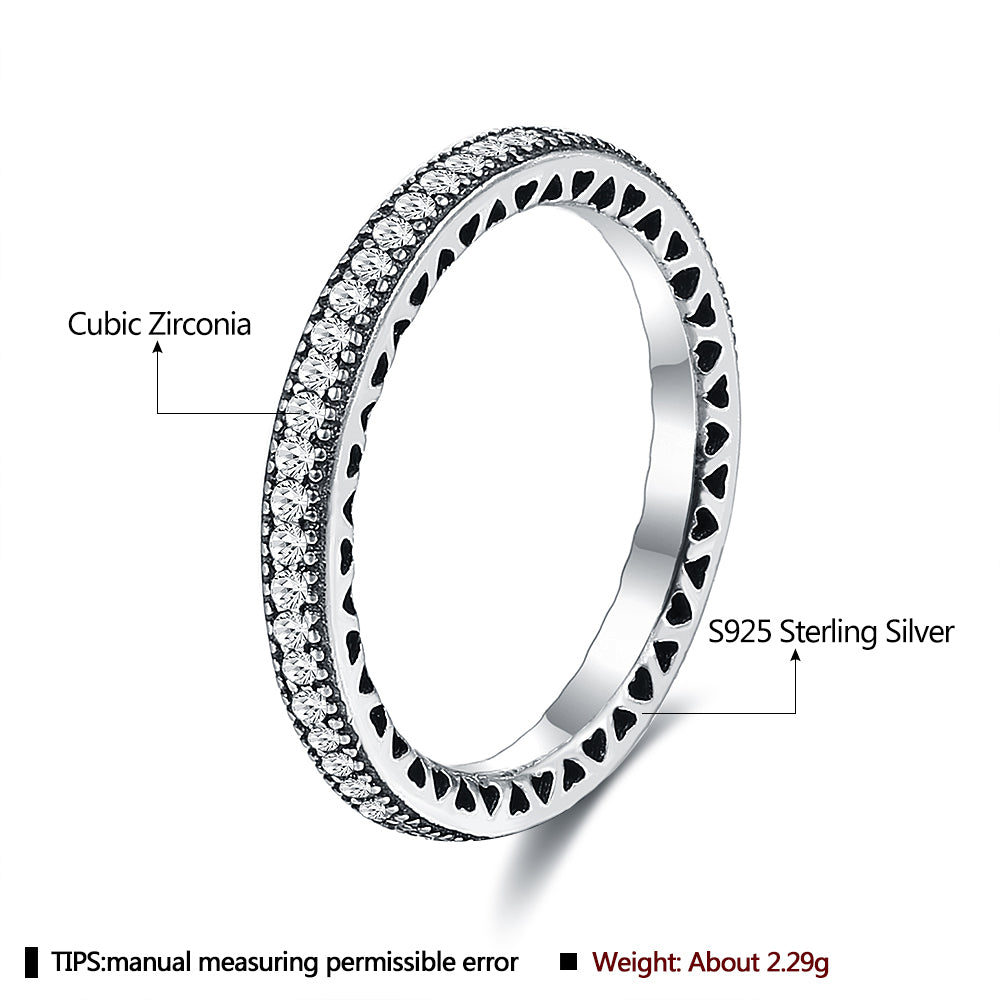 Full Diamond Proposal Diamond Ring Female 925 Silver Ring