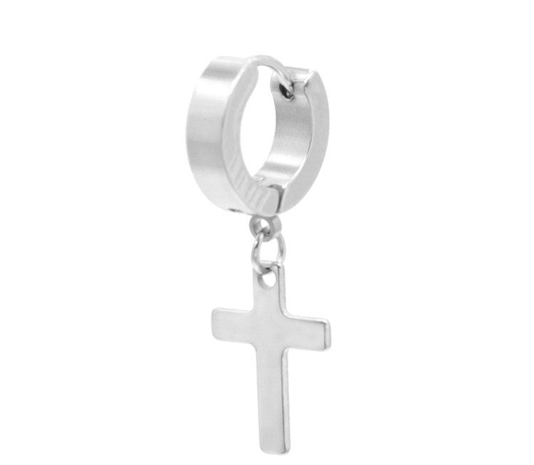 Titanium Steel Men's Cross Earrings Stainless Steel Cross