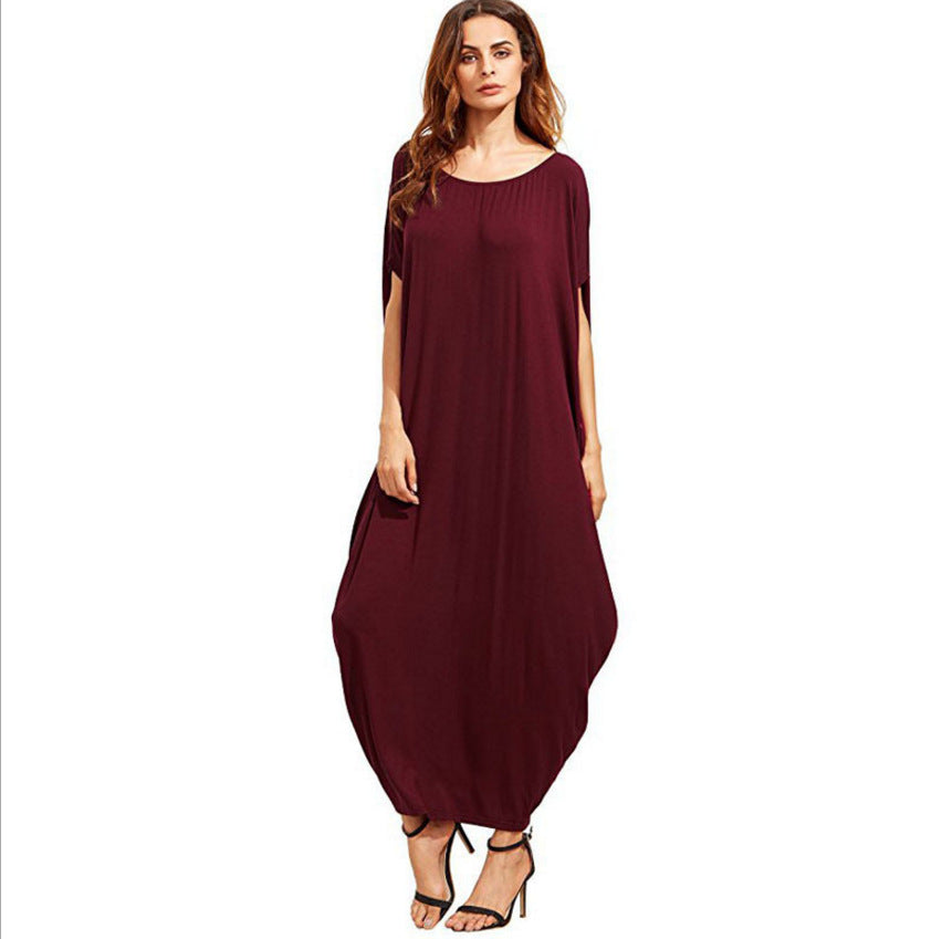 Loose Dress Cross-border Solid Color Pleated Long Skirt