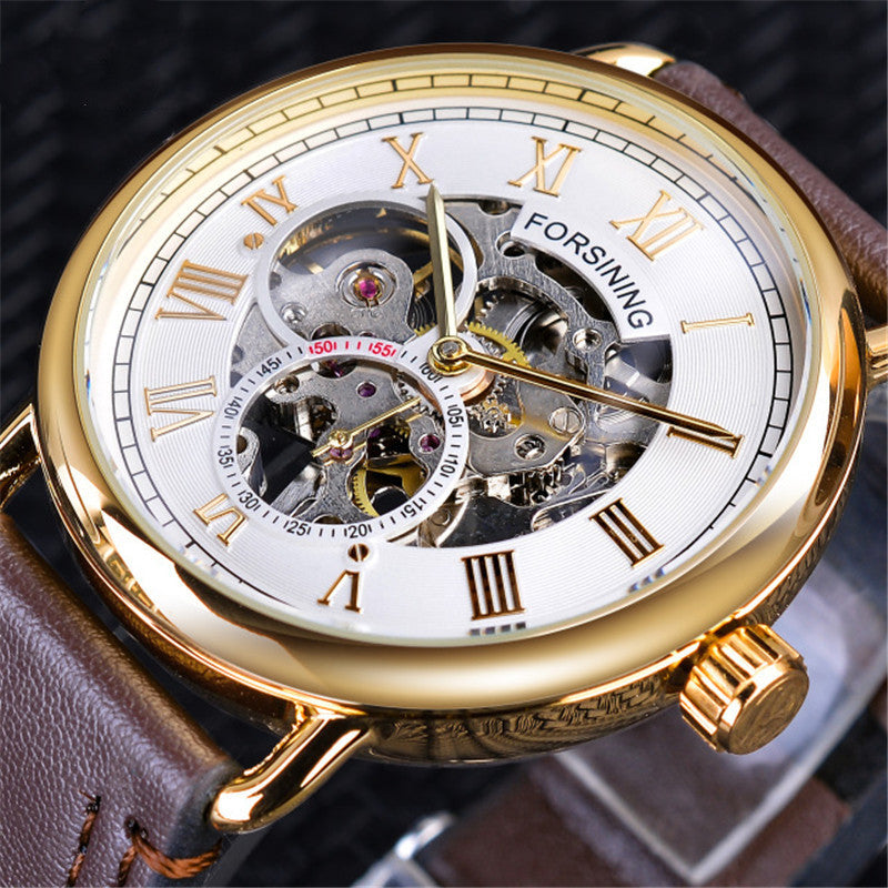 Fashion Casual Classic Popular Hollow Waterproof Manual Mechanical Watch