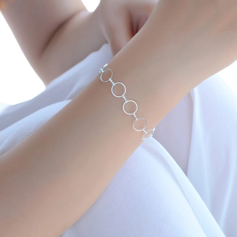 Korean Version Of Geometric Silver Bracelet, Circle Necklace Bracelet, Simple And Round Anklet