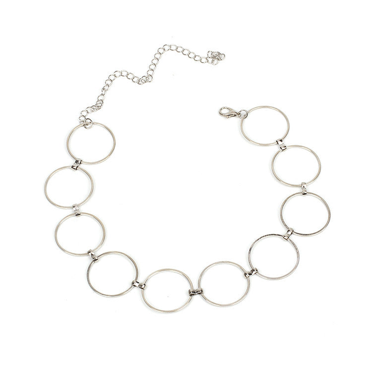 Korean Version Of Geometric Silver Bracelet, Circle Necklace Bracelet, Simple And Round Anklet