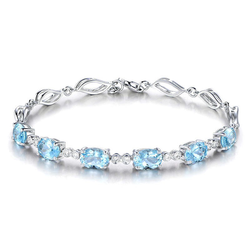 Cross-Border Hot Style Low-Luxury Blue Crystal Bracelet Mori Series Sapphire Bracelet Love Gift For Couples Blue Diamond Bracelet Female