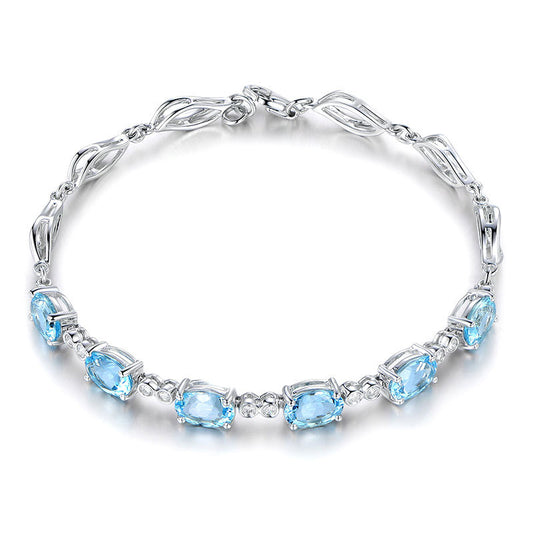 Cross-Border Hot Style Low-Luxury Blue Crystal Bracelet Mori Series Sapphire Bracelet Love Gift For Couples Blue Diamond Bracelet Female