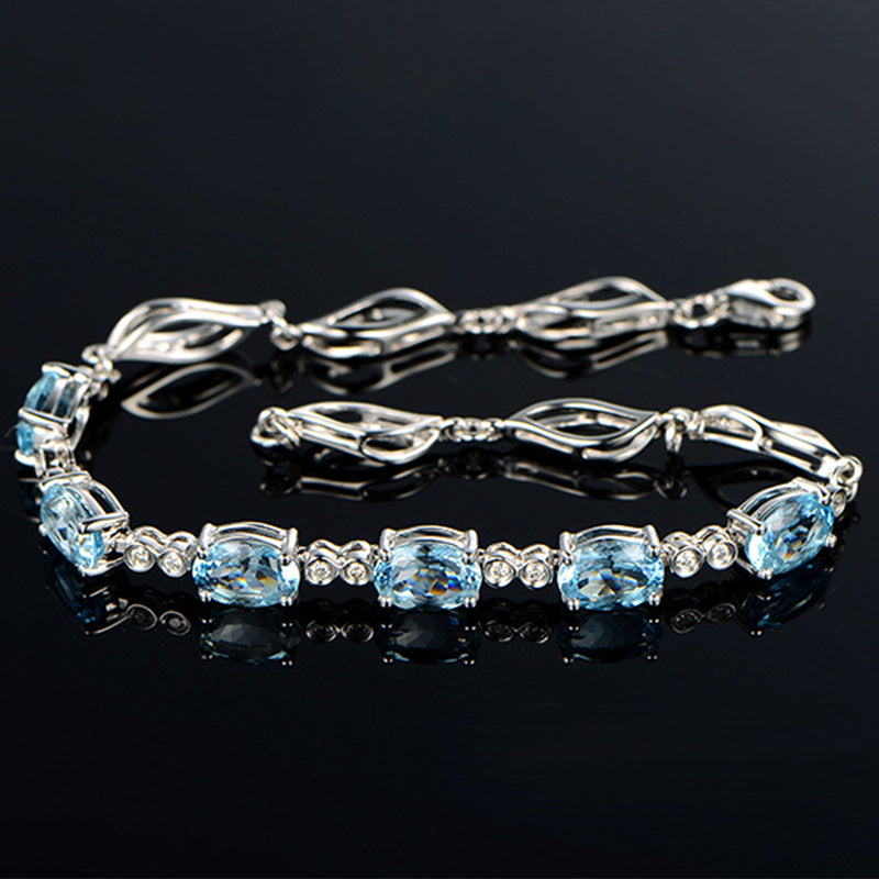 Cross-Border Hot Style Low-Luxury Blue Crystal Bracelet Mori Series Sapphire Bracelet Love Gift For Couples Blue Diamond Bracelet Female