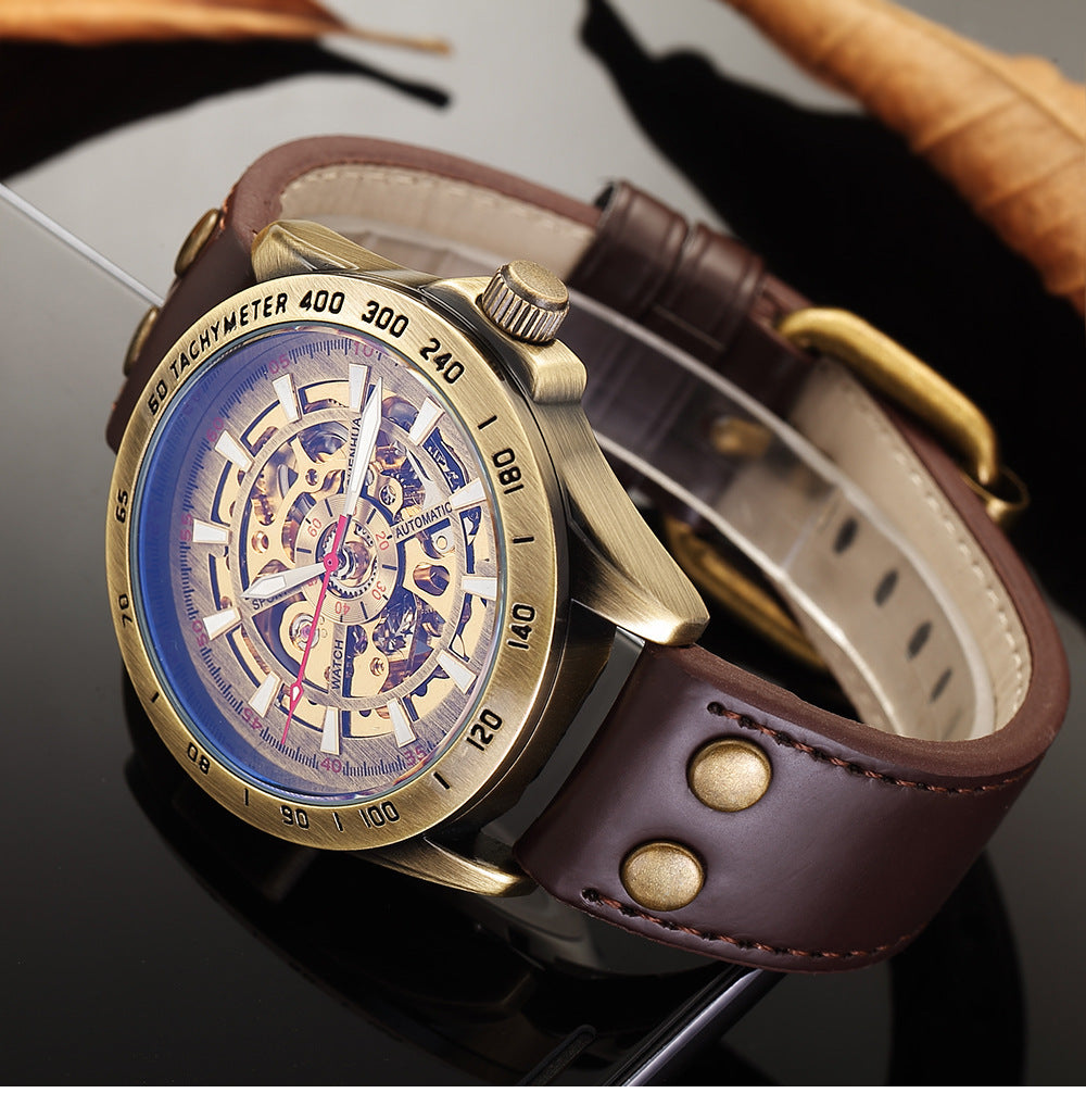 Foreign Trade Hot Sale Men'S Fashion Hollow Watch, Antique Automatic Mechanical Watch