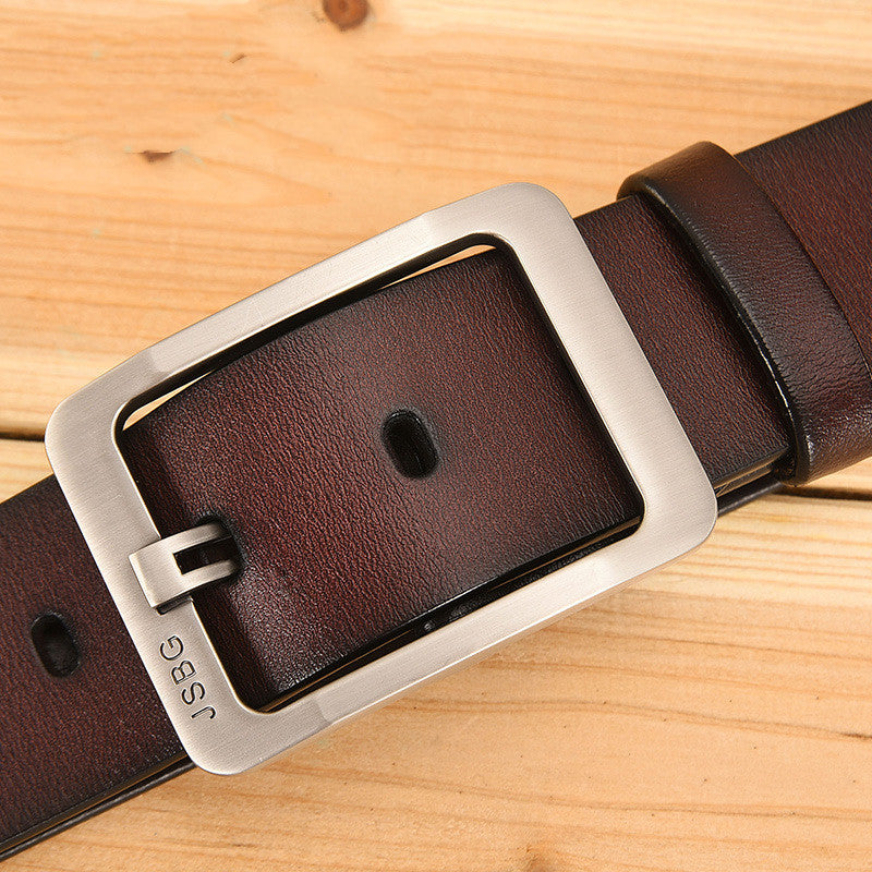 Men'S Pin Buckle Pure Leather Belt