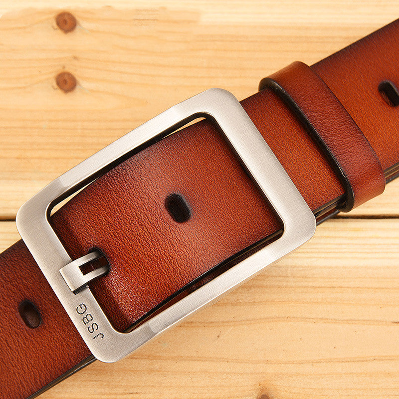 Men'S Pin Buckle Pure Leather Belt