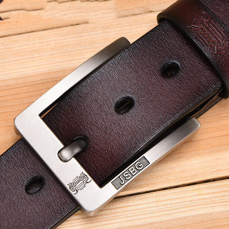 Men'S Pin Buckle Pure Leather Belt