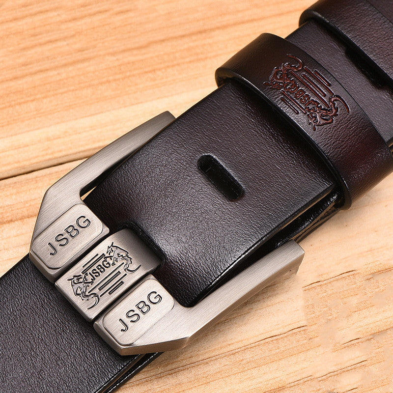 Men'S Pin Buckle Pure Leather Belt