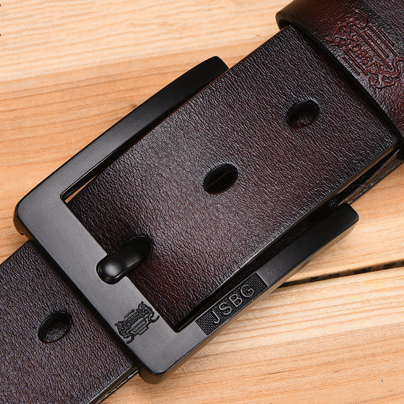 Men'S Pin Buckle Pure Leather Belt