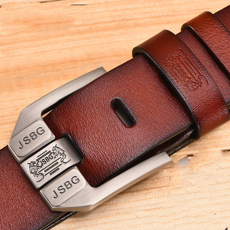 Men'S Pin Buckle Pure Leather Belt