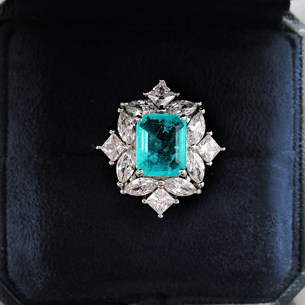 Fashion And Fashion Simulation Paraiba Ring Emerald Ring