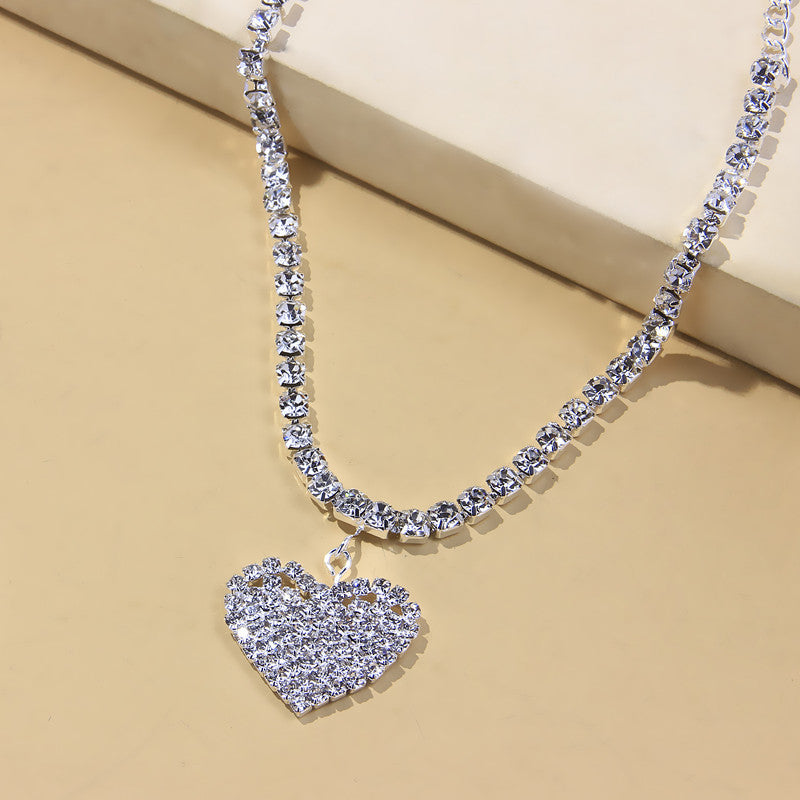 Love Rhinestone Anklet, Exotic All-Match Jewelry, Full Of Diamond Heart-Shaped Anklet