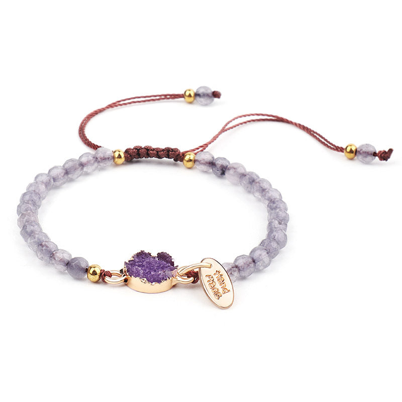 New Cross-Border Jewelry 4Mm Faceted Pink Stone Bracelet Hand-Woven Stone Bracelet