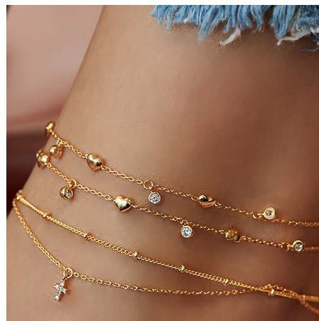 Leaf Anklet Personality Snake Chain Metal Chain Anklet Set Butterfly Elephant Anklet