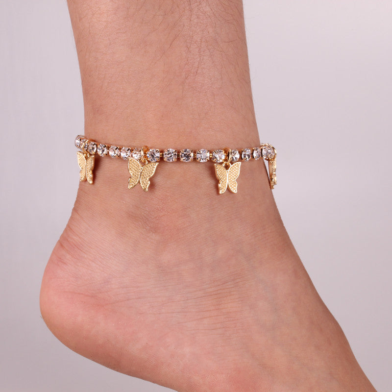 Love Rhinestone Anklet, Exotic All-Match Jewelry, Full Of Diamond Heart-Shaped Anklet