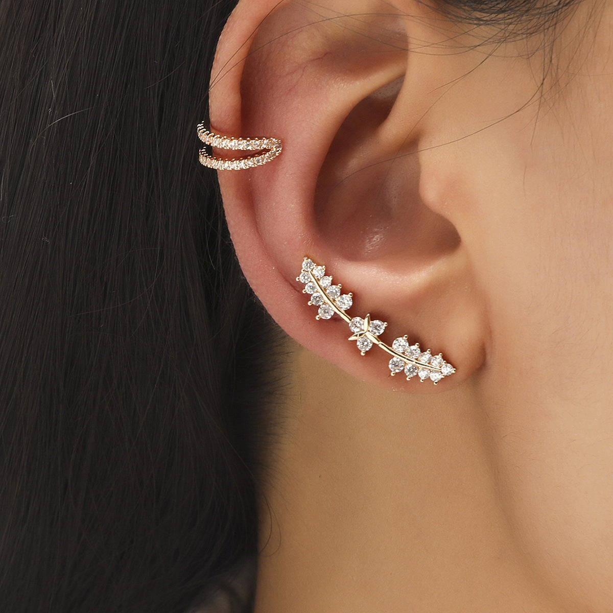 New Simple Star Small Diamond Earrings, Geometric Pearl Zircon Earrings Without Pierced Ears