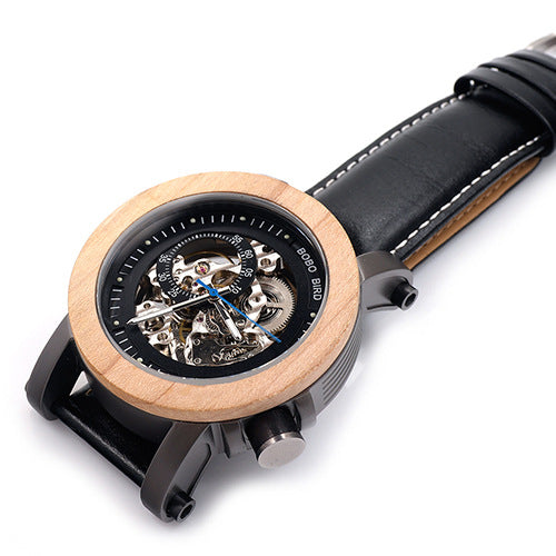 Large dial hollow mechanical watch