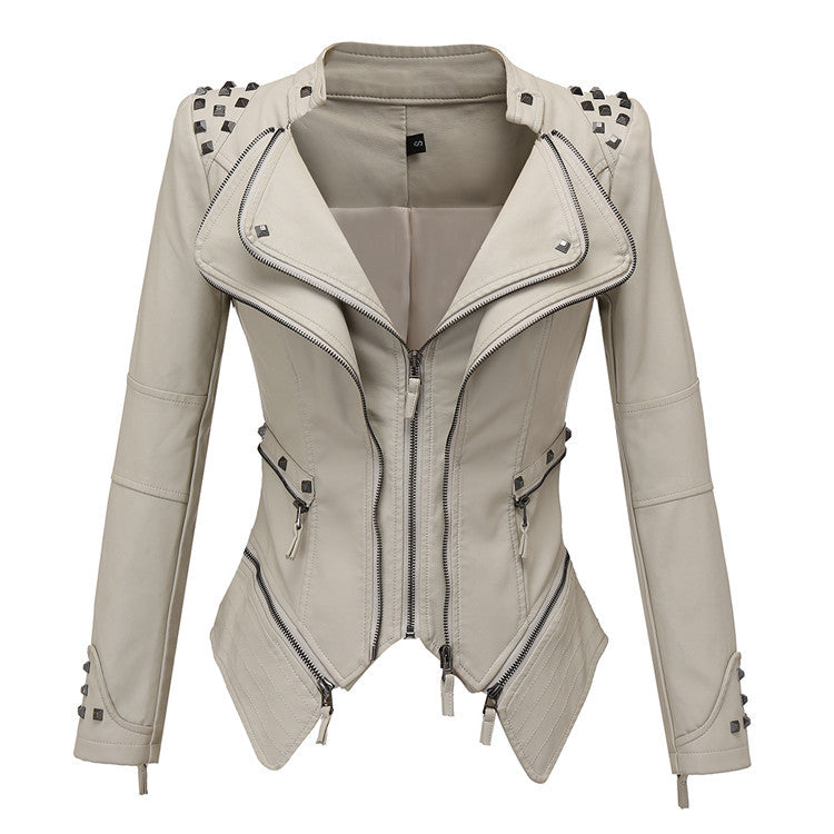 Dovetail Slim Waist PU All-match Jacket