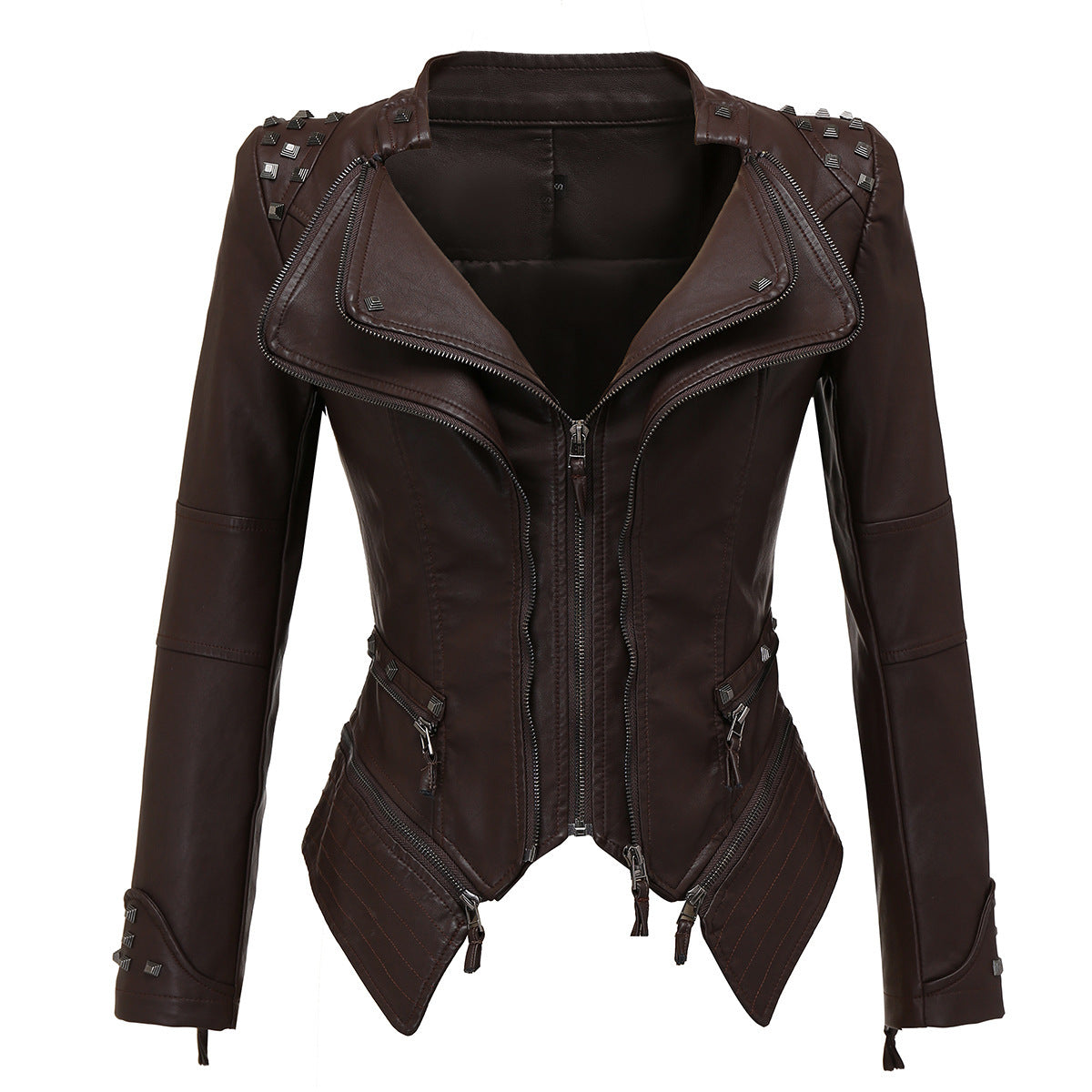 Dovetail Slim Waist PU All-match Jacket