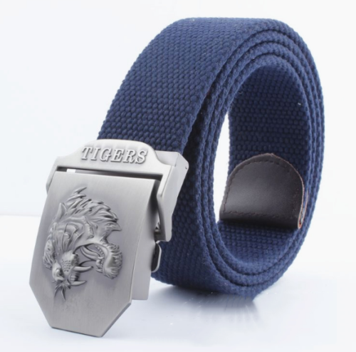 Men's Outdoor Sports Belt Canvas Adjustable Casual Buckle Belt Tiger