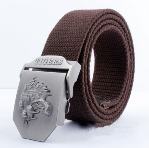 Men's Outdoor Sports Belt Canvas Adjustable Casual Buckle Belt Tiger