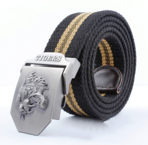 Men's Outdoor Sports Belt Canvas Adjustable Casual Buckle Belt Tiger