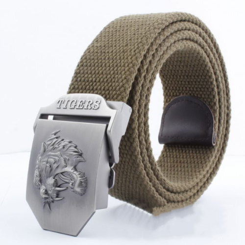 Men's Outdoor Sports Belt Canvas Adjustable Casual Buckle Belt Tiger