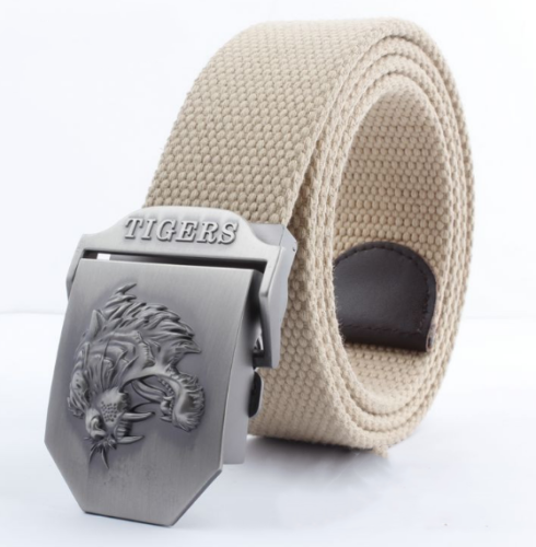 Men's Outdoor Sports Belt Canvas Adjustable Casual Buckle Belt Tiger